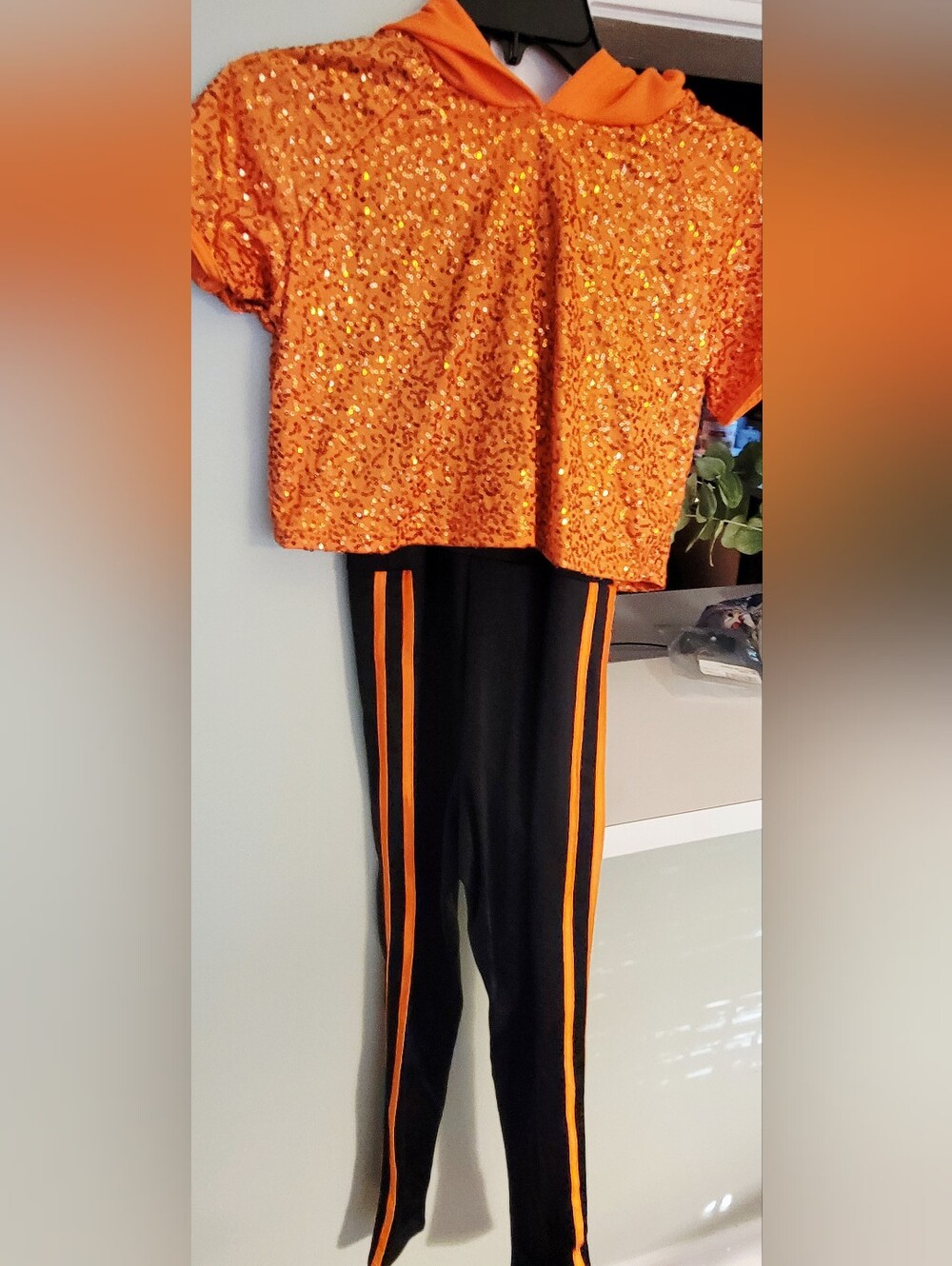 Orange Sequin Hip Hop Costume